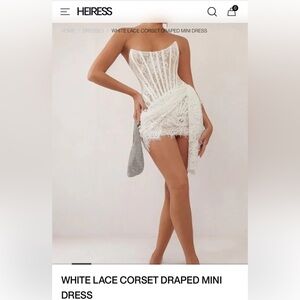 Heiress Beverly Hills WHITE LACE CORSET DRAPED MINI DRESS XSMALL
